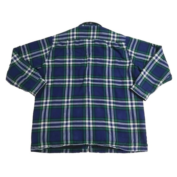 LL Bean Men's 2XL Tall Blue Flannel Plaid Fleece Lined Shirt Jacket XXL Shacket - Picture 7 of 11